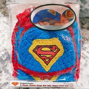Superman 3 piece baby photo prop set 0-3 months